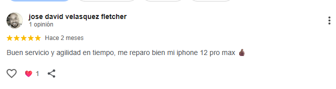 Cliente recomendando servicio técnico de celulares